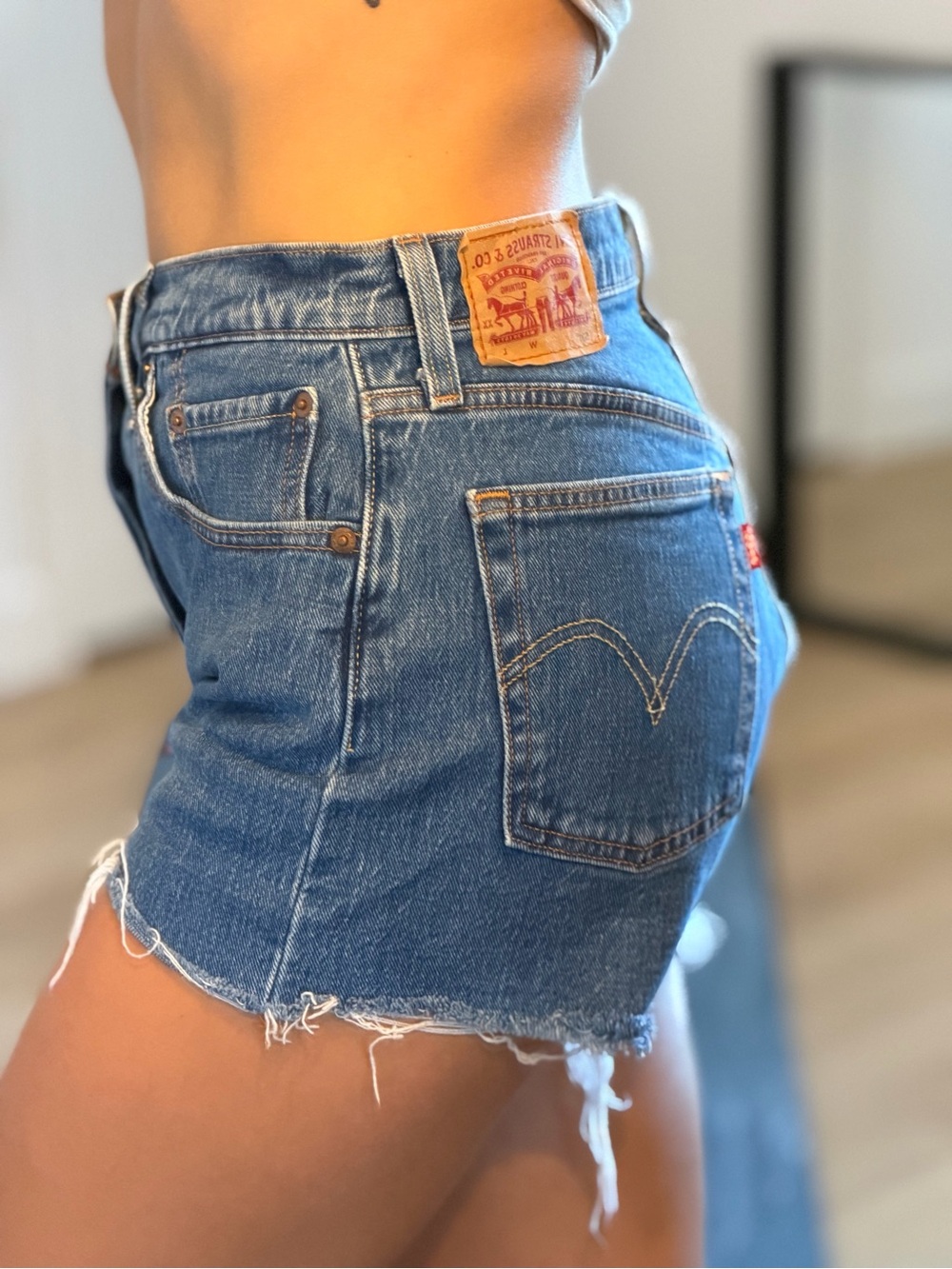 Levi's Medium Blue Denim Cutoff Women's Shorts